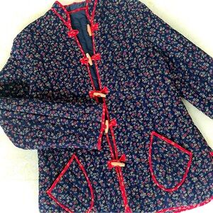 Quilted Floral Toggle-Closure Jacket
